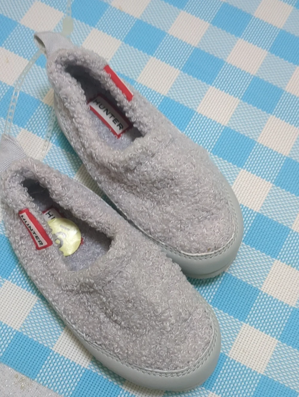 Hunter Kids Gray Fuzzy Slip-On Shoes